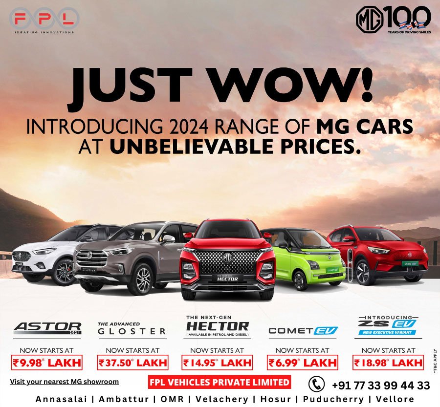 mg car starting price in chennai